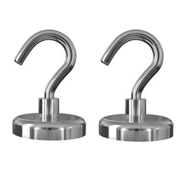 Cosego Super Strong Magnetic Hooks, 2 Pieces, Vertical Load Capacity 176.4 lbs (80 kg), Metal, Diameter 1.9 inches (4.8 cm), Magnetic, For Kitchen, Office, Commercial Use, Entryway, Warehouse, Wall