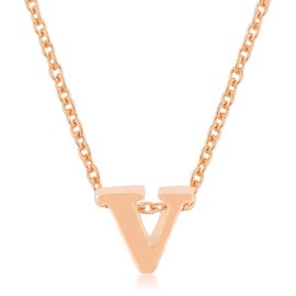 J.Goodin Rose Gold Finish Initial V Pendant Necklace Genuine Rose Gold Finish