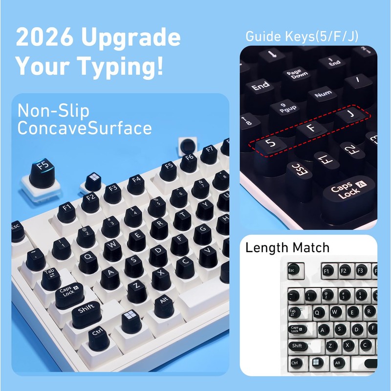 130 Pcs Raised Silicone Keyboard Sticker for Long Nails Typing