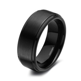 SOMEN TUNGSTEN 8mm Black Ceramic Rings for Men Women Brushed Comfort Fit Wedding Band Size 12