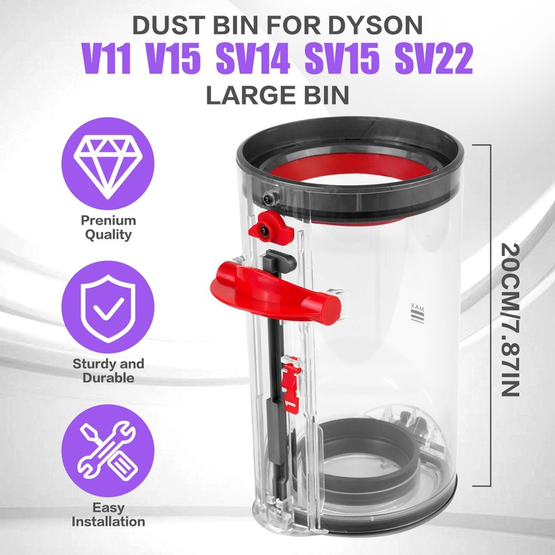 YAYA-Bechine Dyson Large Dust Container, Compatible with V11, V15, SV14,SV15,