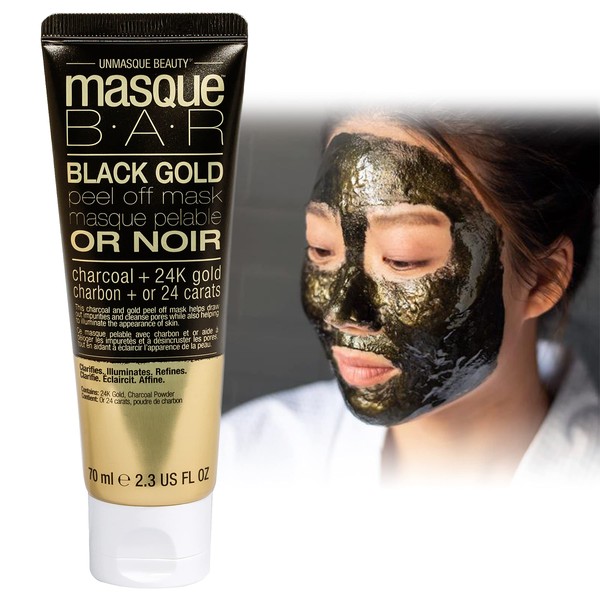 masque BAR Black Gold Facial Peel Off Mask (70ml/Tube) — Korean Beauty Skin Care Treatment — Cleanses Pores, Abosrbs Impurities & Excess Oil, Detofixies, Exfoliates, Brightens & Enhances Skin Radiance