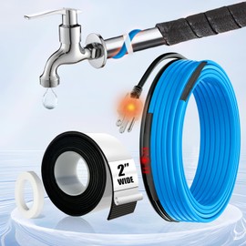 MAXKOSKO 9Feet Water Pipe Heat Trace Kit with Thermostat for Pipe Freeze Protection, 8.2 Ft x 2 in Self-Adhesive Outdoor Water Pipe Insulation Tape for 120V Electric Pipe Heat Cable Anti-Freeze