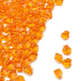 PMLAND Acrylic Ice Rocks Crystals Gems 180 Pieces Bag for Vase Filler Table Scatter Party Wedding Arts Crafts Decoration and Display - Orange