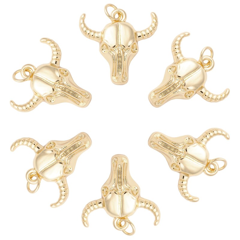 10pcs 18K Real Gold Plated Cow Head Charm - Brass