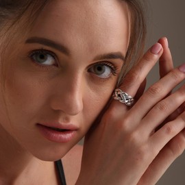 LeCalla 925 Sterling Silver Knot Rings for Women | Interwoven Twisted Roped Ring | Women's Braided Rope Wedding Band(Size-8 No.)