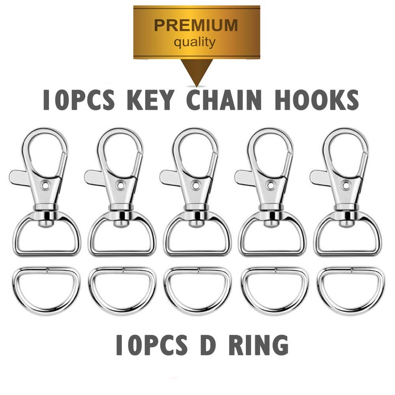 20Pcs Swivel Snap Hooks and D Rings for Lanyard and