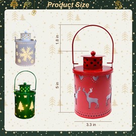 YBB 3 Pack Christmas Decorative Lantern Lights, Flameless Battery Operated Hanging LED Candles Lanterns for Christmas Centerpiece Table Indoor Outdoor Party Decoration