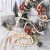 TENOL Christmas Wood Bead Garland Xmas Tree Ornament 3.6M Long