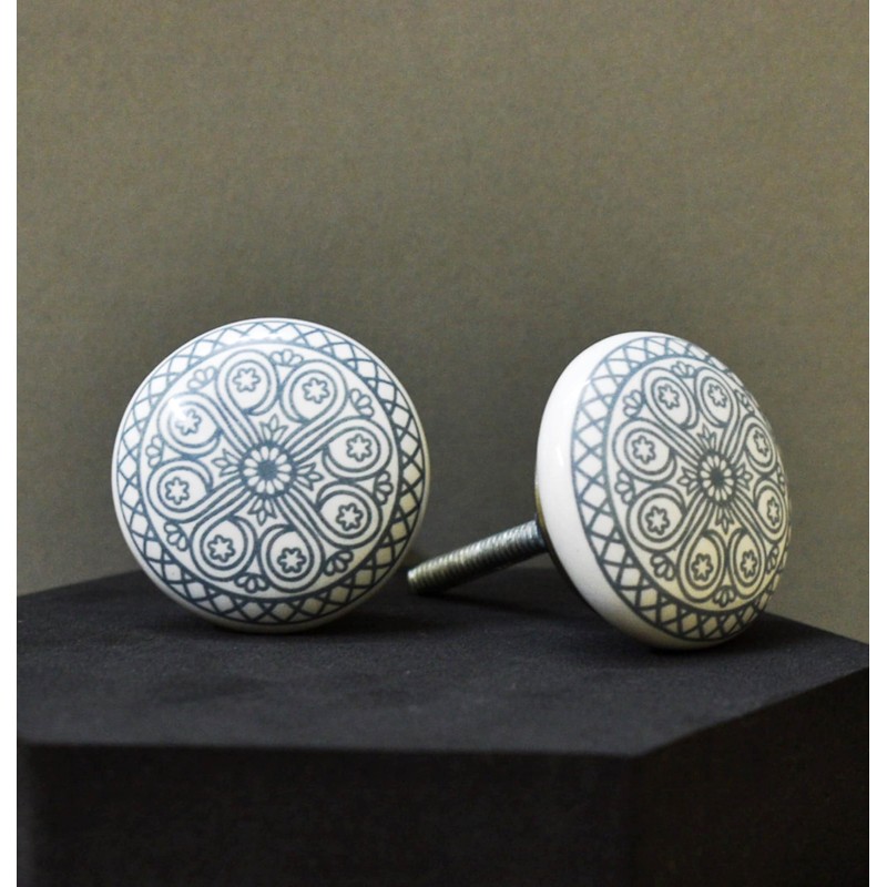 ARTISNO Hand Painted Mandala Ceramic Cabinet Drawer Pull/Use for Cupboard,