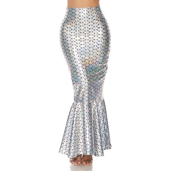Forplay Women's 1Pc. High-Waisted Mermaid Skirt, Silver Black, M/L