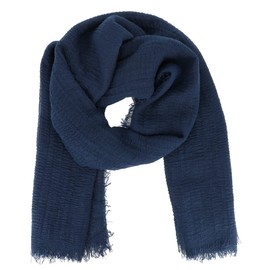 moonbow Plain Scarf Women's 20% Cotton 80% Viscose with Fringes - Modern and Fashion Women's Stole - Long and Rectangular Scarf 180 cm x 90 cm - Thin and Soft Scarf, navy