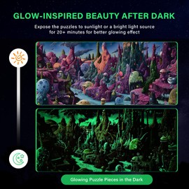 Naturelish Monster Planet Jigsaw Puzzles for Adults 1000 Pieces, Glow in The Dark Puzzle, Difficult Challenging Unique Puzzle for Adults,6 Colors on Back Puzzles, Puzzle Size 26.6x19.2