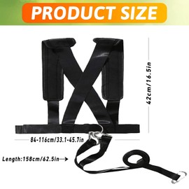 Sled Harness Tire Pulling Harness Fitness Resistance Training Workout -Adjustable Padded Shoulder Strap Sports Pull Rope with 8-Shaped Resistance Band - Extra Sport Towel