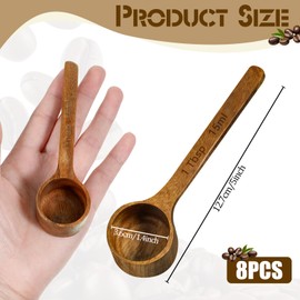 8 Pcs Mini Wooden Measuring Scoops, 15ml/1Tbsp Wooden Scoops for Canister Jars, Acacia Wood Coffee Ground Measure Scoop Set, Kitchen Accessories for Coffee Beans Tea Sugar Bath Salt Washing Powder