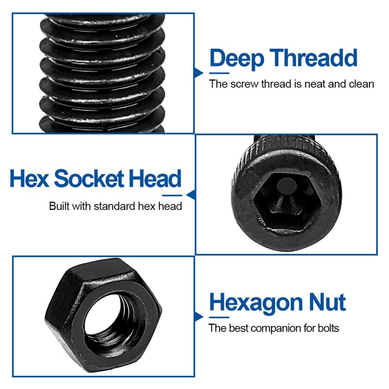480PCS M3 Hex Socket Head Cap Screw Bolts Nuts Assortment