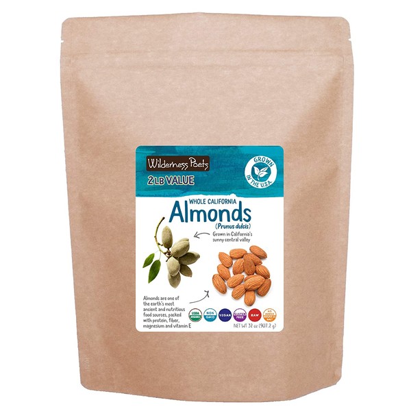 Wilderness Poets California Almonds - Organic Raw Almonds, 2 Pound (32 Ounce)