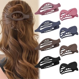 8PCS French Flat Hair Claw Clips for Women Colorful Duckbill Hair Clip for Thick& Thin Hair Fashion Matte Hair Claws 2 Styles