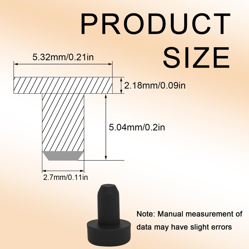 50 Pack Silicone Rubber Hole Plugs 2.7MM（0.1in）Rubber Plugs For Round