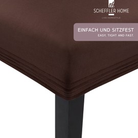 Scheffler Home Stretch Leni Chair Covers, Brown Chair Covers, Set of 6, Stretchy Chair Covers, High-Backed Chair Covers, Swing Chairs as Chair Throw, Washable Cover