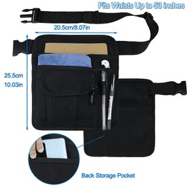 Server Waist Pouch, Restaurant Waitress Accessories Bag with Adjustable Belt, Utility Money Bag Working Serving Apron for Waiter Waitress, Black