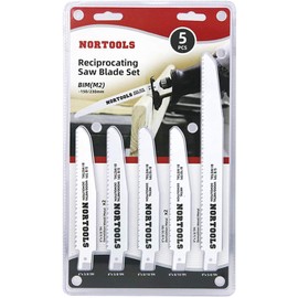 NORTOOLS Reciprocating Saw Blade Set, 5 PCS HSS & HCS Cutter Wood Saw Blade Set for Metal and Wood Adapted to Bosch DEWALT Makita