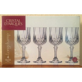 Cristal d'Arque SET OF FOUR Cristal d'Arques LONGCHAMP CLEAR 5 1/2 oz Wine Glasses, 6 1/4". NEW