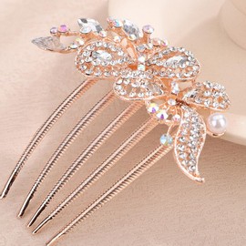 Chargances Vintage Crystal Inlaid Hair Comb Wedding Silver Rhinestone Long Teeth Hair Side Combs Bridal Slide Hairpins Barrettes Hair Accessories for Women Brides (Silver)
