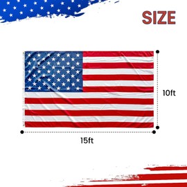 10x15 Ft Giant American Flags - Heavy Duty 210D Nylon, Embroidered Stars & Sewn Stripes, for Outdoor Wall or Flagpole Display Independence Day 4th of July (10x15ft)