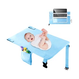 Toddler Airplane Bed, Toddler Travel Bed Airplane Seat Extender for Kids, Plane Tray Cover with Built-in Tablet Holder, Baby Travel Essentials for Flying, Portable Plane Footrest for Kids Blue