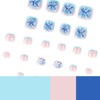 Blue Toe Nail Press ons Flower Fake Toe Nails with