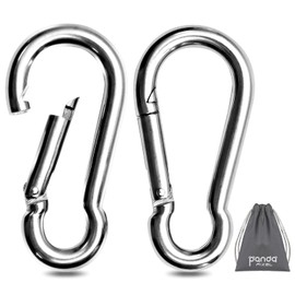 Pixel Panda 4 Inch Heavy Duty Gym Carabiner Load 1000lbs, 2 Pack Large Carabiner Clips 304 Stainless Steel, Carabiner for Fitness Attachment, Gym, Swing, Hammock