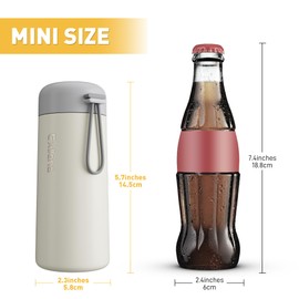 Exllena Small 250ml Water Bottle Made of 304 Stainless Steel, Double Wall Vacuum Insulation for Hot&Cold Drinks, Mini Flask with Carry Handle - 100% Leakproof(Dark-Blue)
