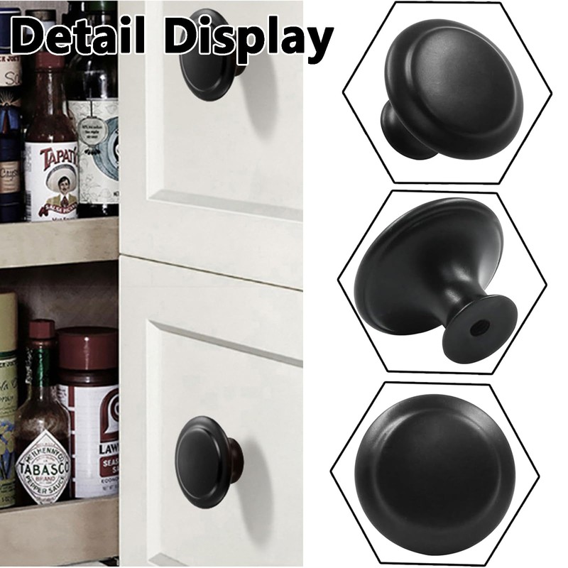 16 Pack Black Door Knobs, Drawer Knobs, Cupboard Door Knobs