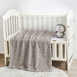 Yurhap Fleece Baby Blanket Heart Checkered, Ultra Soft Cozy Baby Blankets for Boys Girls, Fluffy Infant Toddler Newborn Receiving Gifts for Crib Stroller 30"x40" (Oxford Tan)