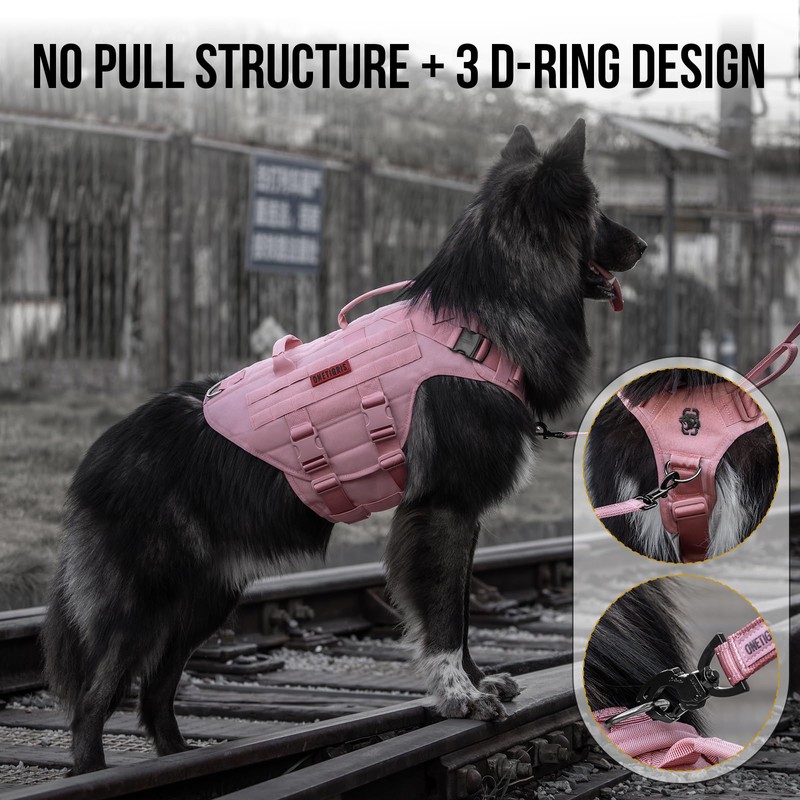 OneTigris Large Tactical Dog Harness, No Pulling Adjustable Dog Vest