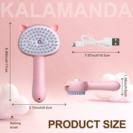 Cat Steam Brush, 4 in 1 Steamy Cat Brush with Handle, Rubber Pet Misting Brush with Release Button, Spary Dog Comb with Cleanser for Indoor Kittens Small Animals(Pink)
