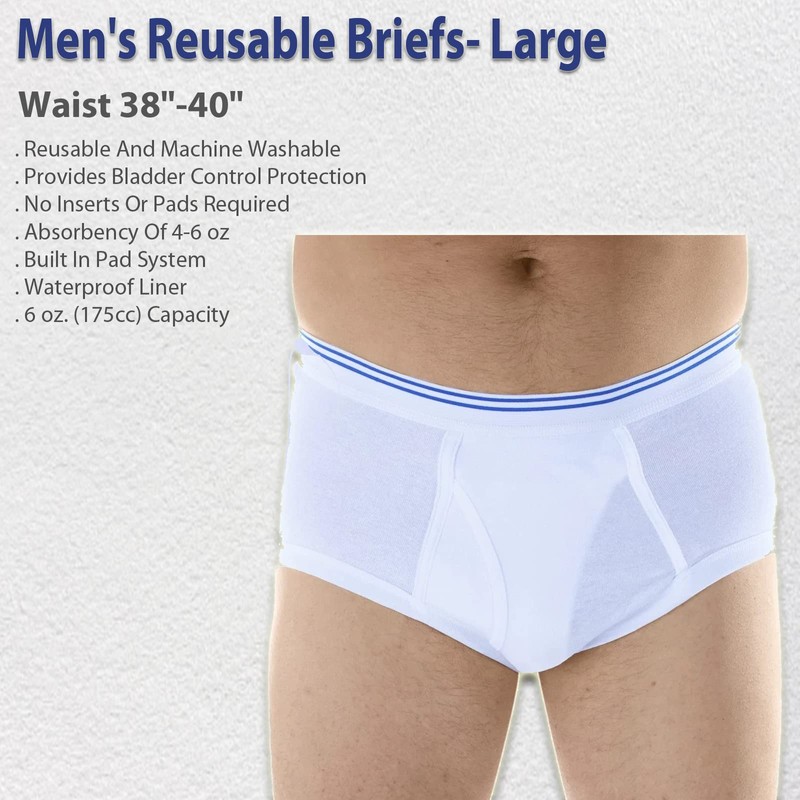 Men's Reusable Briefs- Large (Waist 38"-40")