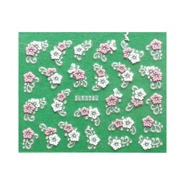 Generic Gold Silver Rose Daisy Flower Pink White Rhinestone Nail Art Sticker Ble328J Silver Nail Wraps Art Stickers Manicure Supplies for Women for Home Nails Full Long Lasting Easy Apply and Remove