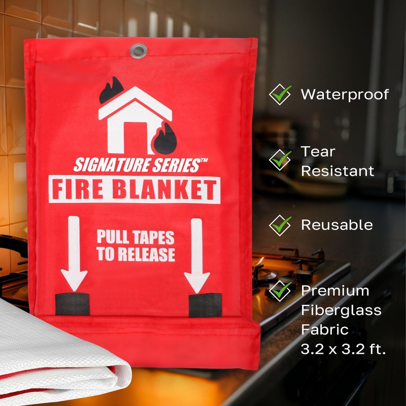 Signature Series Fire Blanket, Flame Suppression Fiberglass Blanket for Home