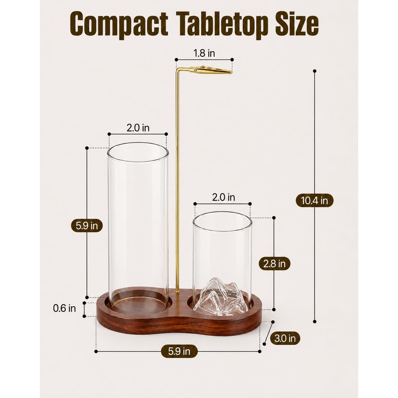 2-in-1 Walnut Wood Glass Incense Holder for Sticks, Anti-Ash Flying