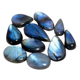 Natural Blue Labradorite Gemstone- Healing Crystals for DIY Jewelry Making -Loose Natural Cabochon -Perfect for Crafting Unique Jewelry Designs -Gift for Her, Mother and Wife (5 pcs, 25-35 mm)