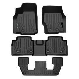 SMARTLINER All Weather Custom Fit Black 3 Row Liner Set Compatible with 2021-2025 Jeep Grand Cherokee L (Only Fits 6 Passenger Models with 2nd Row Center Console)
