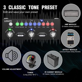 LEKATO Multi Effects Guitar Pedal, with IR Loading 9 AMP Models, Delay Reverb Distortion Overdrive Pedal, Rechargable Electric Guitar Effects Multi Pedal Support Recording,Bluetooth 5.0
