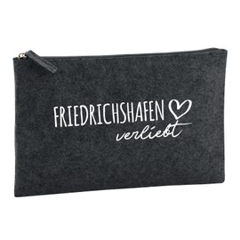 Huuraa Kulturbeutel Friedrichshafen verliebt Geschenk 1 Liter Charcoal Filz Friedrichshafen Geschenkidee