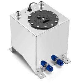 BDFHYK 2.5 Gallon Fuel Cell Gas Tank Aluminum Polished Sliver with Level Sender 8" (L) x 8.25" (W) x 10" (H) Racing Street Drift Strip Fuel Tank Fuel Cap