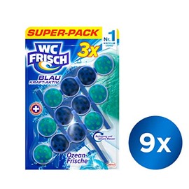 WC Frisch Blau Kraft-Aktiv OzeanFrische, WC-Reiniger und Farbspüler, 9er Pack (9 x 3 Stück)