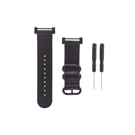 HANYTON Watch Wrist Band Compatible With Suunto Core, Premium Woven Nylon Canvas Strap Replacement Kit, 24mm Sport Strap, Lugs Adapter, Threadlocker, Screw Tools (B-Black)