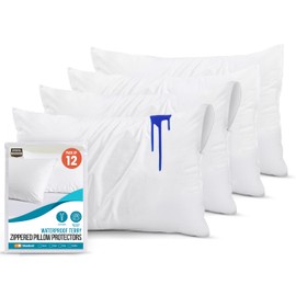Utopia Bedding Set of 12 Waterproof Pillow Protectors with Zipper Standard Size, Terry Pillow Covers, Bed Bug and Dust Mite Proof Pillow Cases