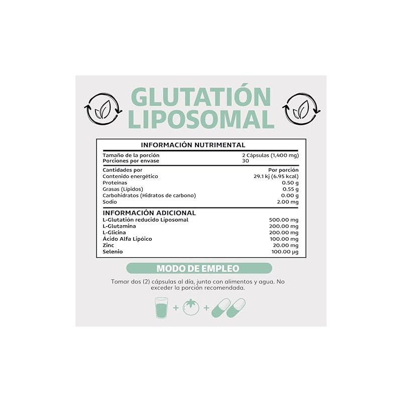 Beyond Vitamins | L-Glutation Liposomal Reducido | Potenciado con L-Glutamina,